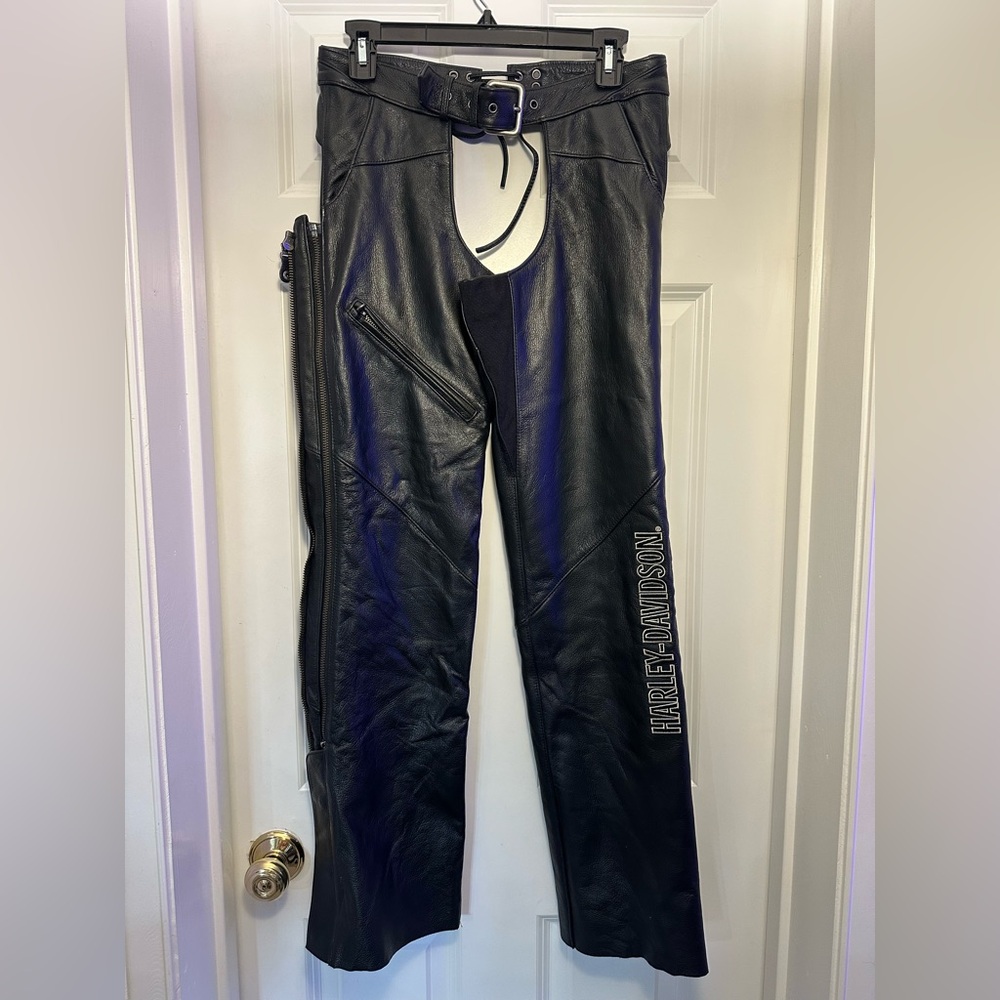 Harley-Davidson Leather Chaps Women’s XS Dual Zips w/ Logo